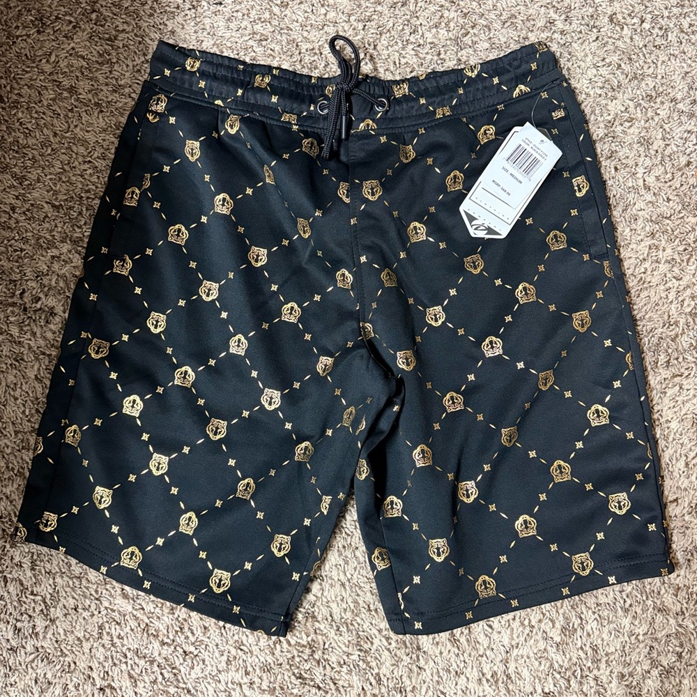 Stylish Black and Gold Men's Swim Shorts